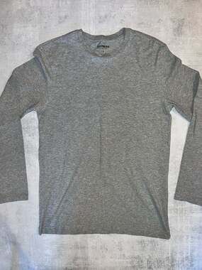 Express Men's Stretch Crew Long Sleeve T-Shirt Grey
